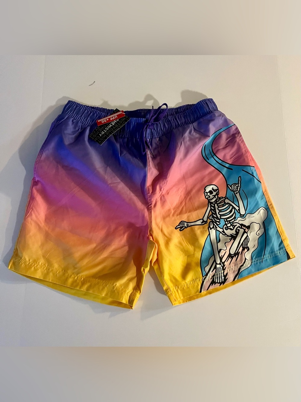 Men's Swim Shorts - Yellow/Blue/Purple Size L